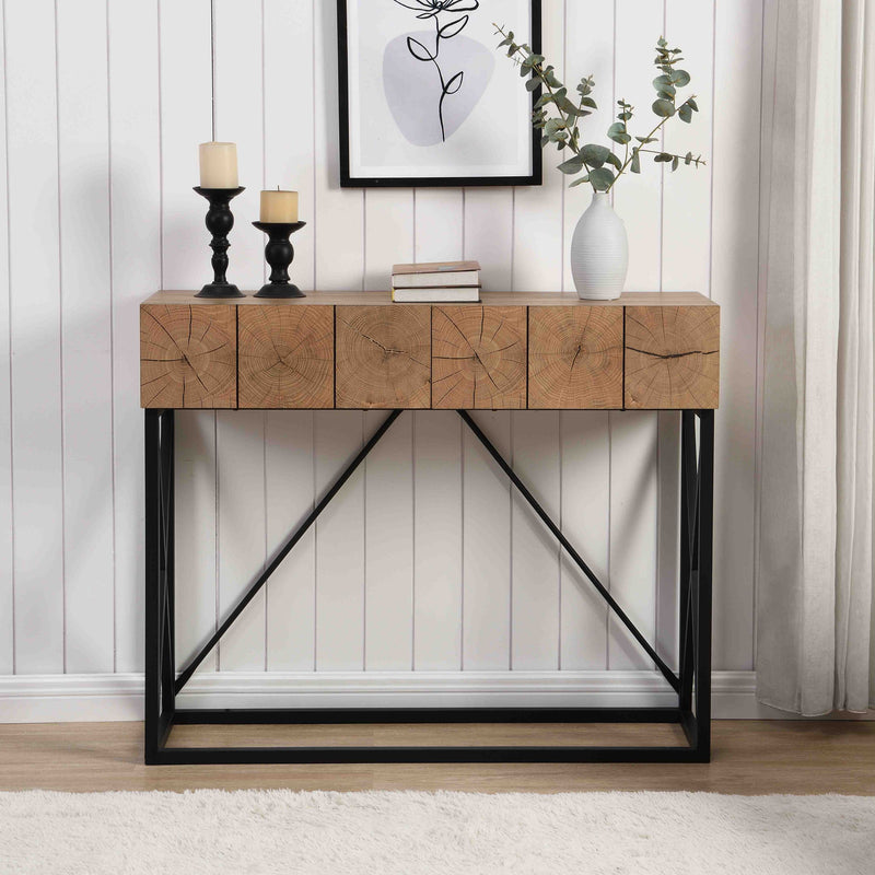 43.31" Luxury Wood Sofa Table, Industrial Console Table for Entryway, Hallway Tables with Two Drawers for Living Room