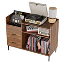 Grain Record Player Stand, Media Console With Speaker Shelf & 2 Drawers by HouseOfZazla