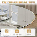 Luxury Round 59" Sintered Stone Dining Table With Stainless Steel Hourglass Base, Scratch & Heat Resistant Surface - Golden / White by Unique Piece Furniture