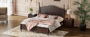 3-Pieces Bedroom Sets,Queen Size Wood Platform Bed and Two Nightstands-Dark Walnut