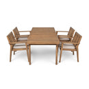 5 Piece Patio Furniture Set Acacia Wood Table And 4 Heavy Duty Cushioned Chairs by HouseOfZazla