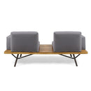 Outdoor Sofa With Cushions And Iron Legs - Dark Gray