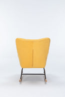 Rocking Chair Nursery, Teddy Upholstered Glider Rocker With High Backrest, Reading Chair Modern Rocking Accent Chairs Glider Recliner For Living Room - Yellow by HouseOfZazla