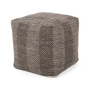 Barracuda - Handcrafted Cotton Pouf With Chevron Pattern - Brown / Beige by HouseOfZazla