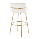Cinch - Glam / Art Deco Fixed Height Barstool With Swivel With Round Footrest (Set of 2) by HouseOfZazla