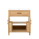 Bathroom Vanity With Sink, Adjustable Shelf & Door Organizers - Walnut by HouseOfZazla