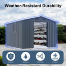 [08X10FT] Large Outdoor Metal Backyard Garden Storage Tool Shed With Window And Lockable Doors (SAK68140)