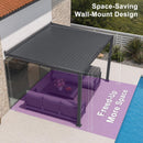 [08X10FT] Alora Modern Wall-Mounted Louvered Pergola With Aluminum Frame (SAK60977)