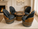 Whiskey & Wine Barrel Coffee Table Set — Full Round Table, 4 Chairs