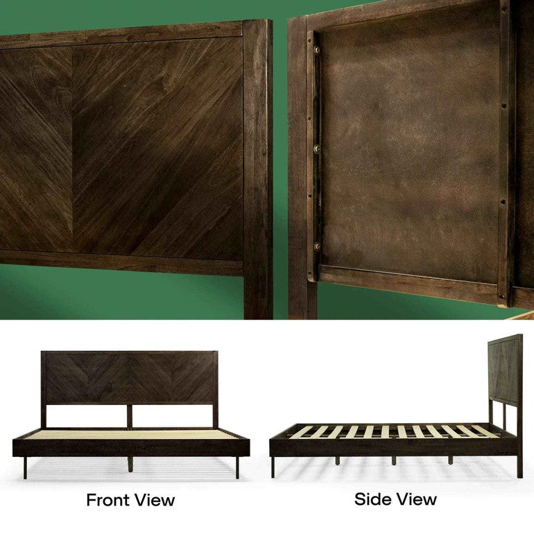 Acacia Solid Wood Bed Frame - Alander Deluxe Platform Bed
