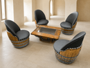 Whiskey & Wine Barrel Lounge Chair — Hidden Storage, Memory Foam, Checkered Gray Upholstery (Limited)
