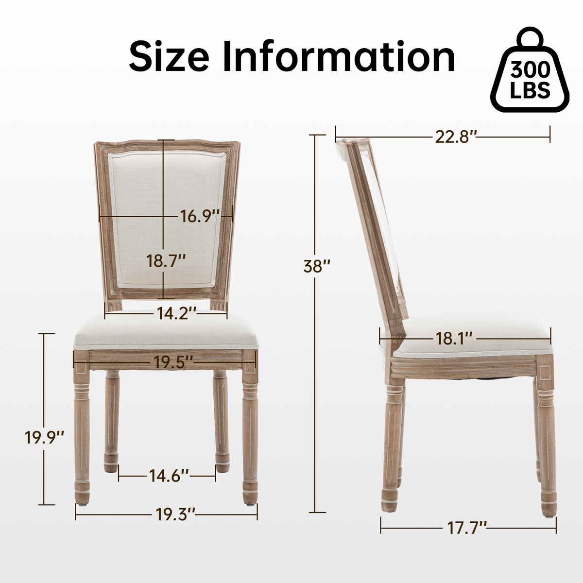 Farmhouse Solid Wood Frame Dining Chairs with Cushioned, photo 2 of 10