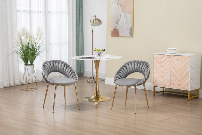 Accent Chairs Set of 2, Velvet Side Chairs with Gold Legs, Mid-Century Upholstered Dining Chairs for Living Room, Kitchen, Bedroom, Beauty Room