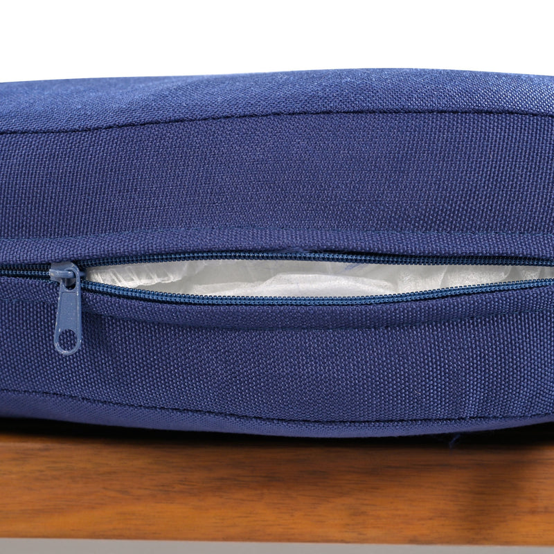 4-Piece Boho Rope Patio Furniture Set, Outdoor Furniture with Acacia Wood Table, Patio Conversation Set with Deep Seating & Thick Cushion for Backyard Porch Balcony, Navy Blue