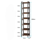 Extra Tall 7 Tier Narrow Corner Bookshelf Storage Display Rack For Living Room - Rustic Brown