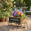 16.5x9.5x8" Rustic Wooden Wagon Planter with Flower Market Sign by HouseOfZazla