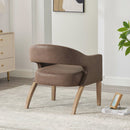 Upholstered Open Back Armchair With Weathered Rubberwood Legs by Unique Piece Furniture
