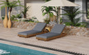 Outdoor Chaise Lounge Chair with 6-Position Adjustable Backrest,Acacia solid wood,TEAK COLOR