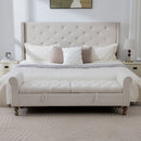Modern Upholstered Storage Bench With Double Lids