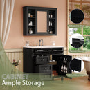 Bathroom Vanity With Mirror Cabinet, Single Sink With 2 Soft Closing Doors And 4 Drawers