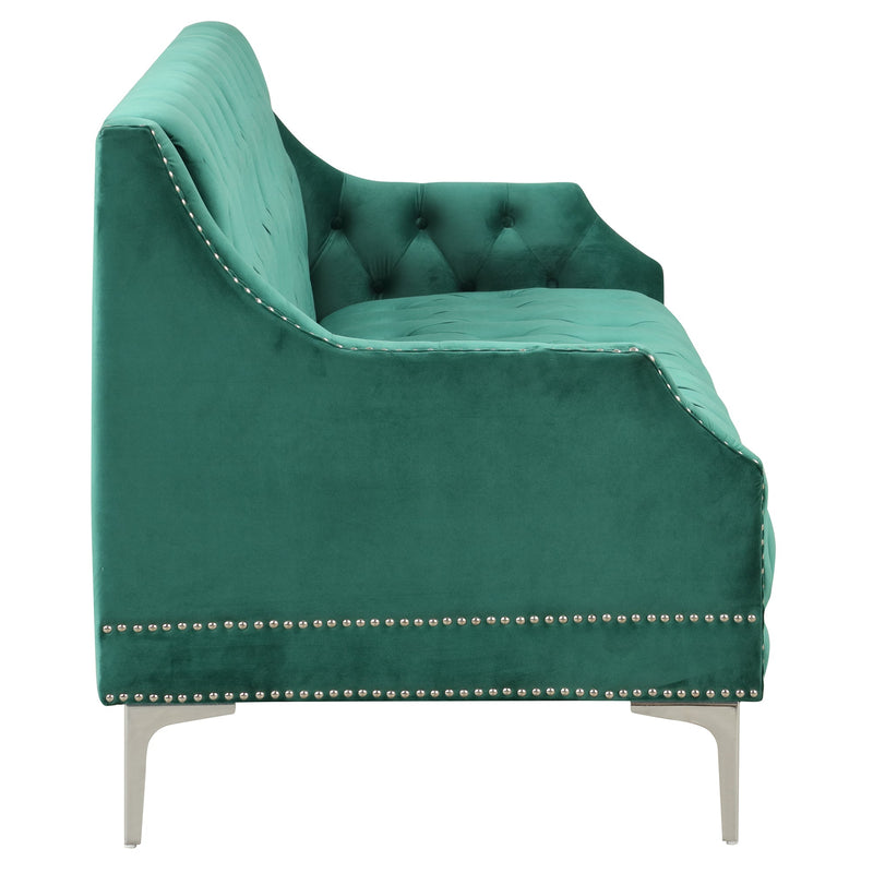 78" Modern Sofa Dutch Plush Upholstered Sofa with Metal Legs, Button Tufted Back Green