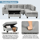 Modern Sectional Sofa With Storage Ottoman, L - Shape Couch With 2 Pillows And Cup Holders by Unique Piece Furniture