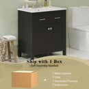 Bathroom Vanity With Ceramic Sink, Modern Single Bathroom Cabinet With 2 Doors And A Shelf, Soft Close Doors by HouseOfZazla