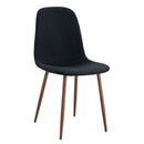 Luxury Simple Chair (Set of 4) Linen Cotton High Resilience Dining Chair With Metal Color Leg - Black / Walnut by HouseOfZazla