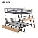 Full Size Bunk Bed With Built In Desk, Light, And 2 Drawers - Black by HouseOfZazla