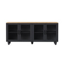 ON-TREND Farmhouse TV Stand with Tempered Glass Doors