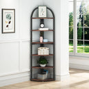 Tall 6 Tier Corner Shelf, Freestanding Bookshelf For Living Room - Rustic Brown by HouseOfZazla