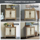 Driscoll - 2 Door Cabinet With Floral Design - Reclaimed Natural by HouseOfZazla
