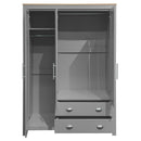 3 Door Storage Wardrobe With Cabinets And 2 Hanging Rods - Gray by HouseOfZazla