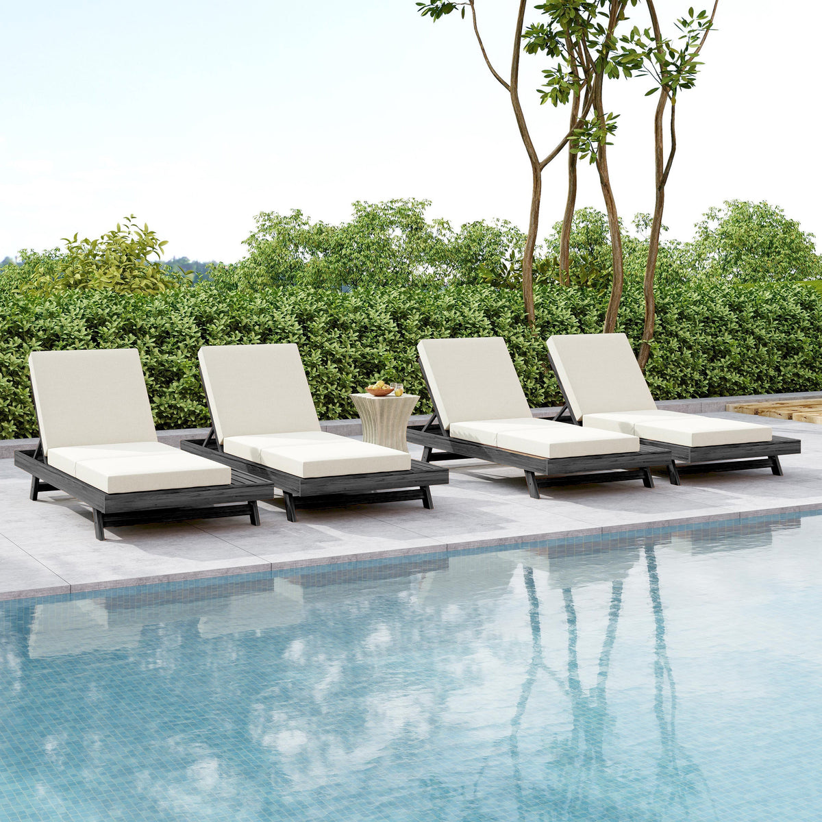 Lounge Chaise Set, Space Available On One Side, Acacia Solid Wood, photo 9 of 10