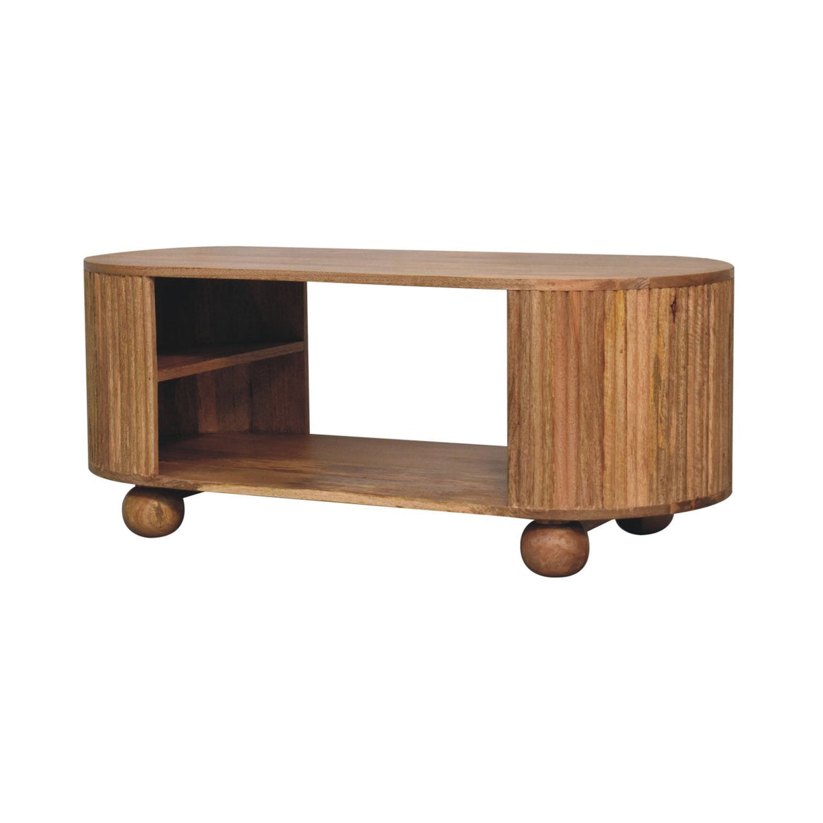 Solid Wood Soba Ball Coffee Table, Open Storage, photo 4 of 10