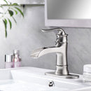 Waterfall Spout Bathroom Faucet With Single Handle And Pop Up Drain - Brushed Nickel by HouseOfZazla