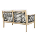 Outdoor Acacia Wood Loveseat & Coffee Table Set with Handwoven Rope, Light Teak by HouseOfZazla