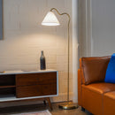 Majestic - Ring Base Curved Floor Lamp With Triangle Drum Shade - Gold / White by Unique Piece Furniture