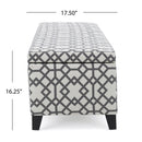 Quotient Upholstered Storage Ottoman With Tapered Block Feet - Gray / White by HouseOfZazla