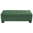 Green Storage Ottoman Bench, PU Upholstered Footrest with Solid Wood Legs