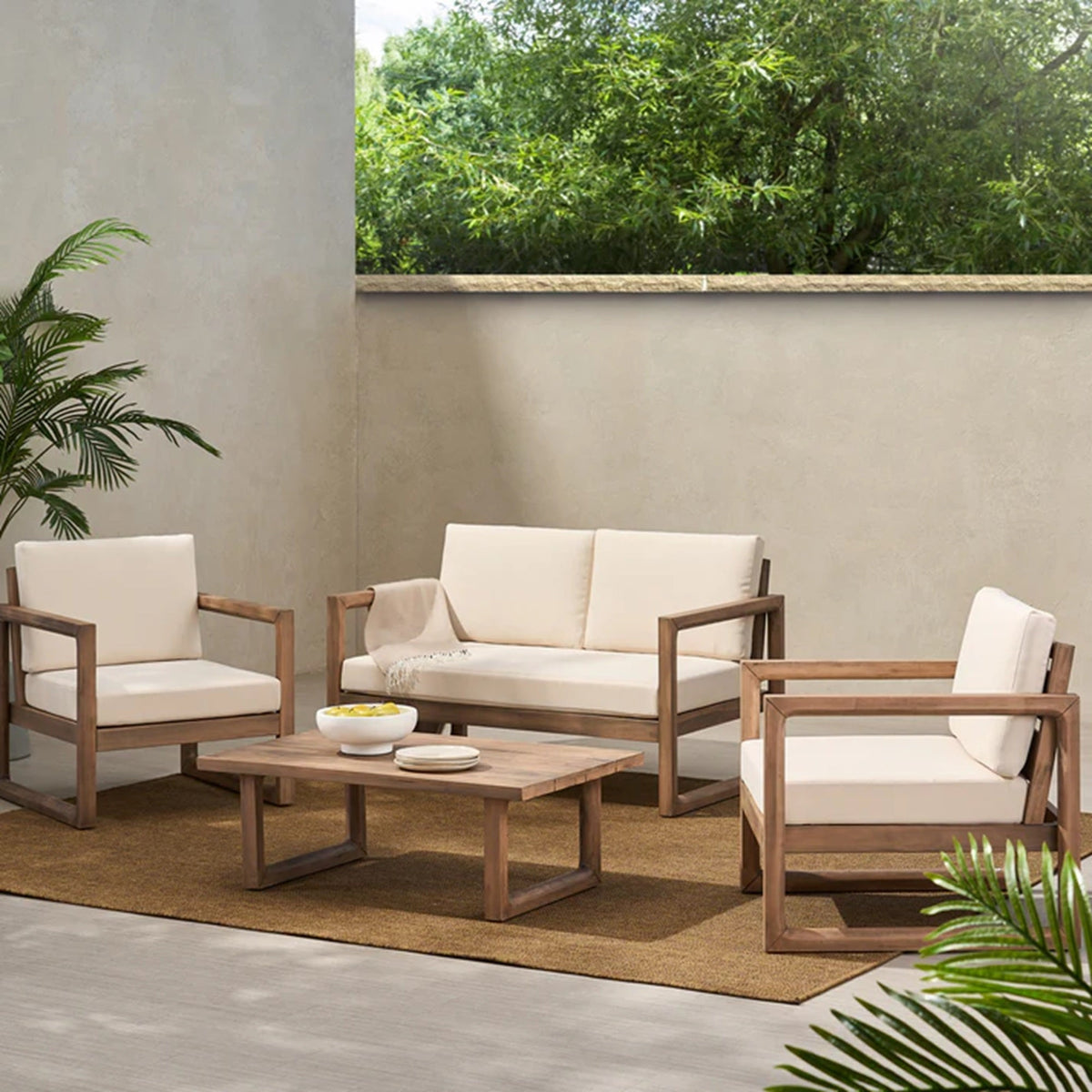 4-Piece Acacia Wood Patio Furniture Set, photo 4 of 10