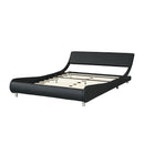 Queen Size Upholstered Platform Bed Frame With LED Lighting, Curve Design, Slat Support, No Box Spring Needed - Black by HouseOfZazla