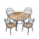 Contemporary Indoor Dining Set With Metal Legs, Birch, And Metal - Black / Natural