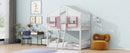 House Bunk Bed With Roof, Window, Window Box, Door, With Safety Guardrails And Ladder by Unique Piece Furniture