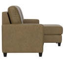 2 Piece Sofa With Chaise, Comfortable Seating For 3, Tapered Feet, USB Charging Console - Brown by HouseOfZazla