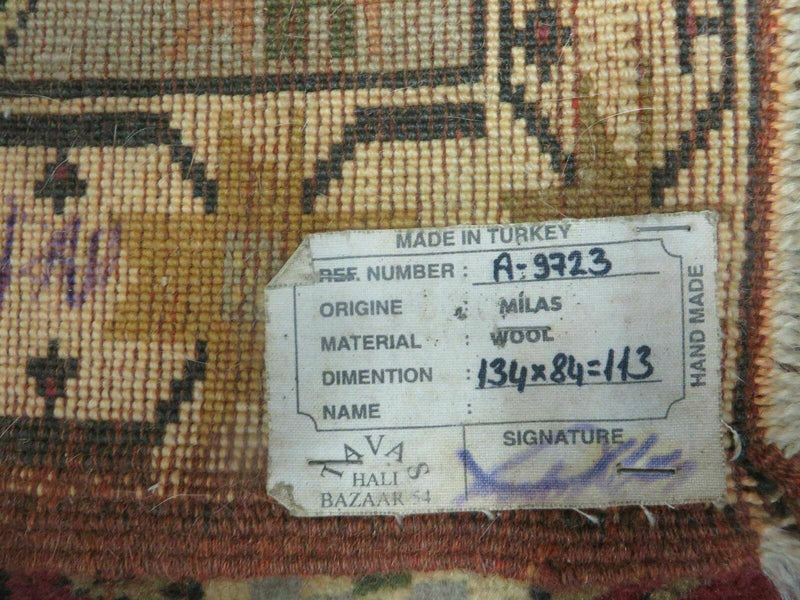 3' X 5' Vintage Handmade Turkish Turkey Oushak MILAS Wool Accent Rug Carpet Nice
