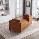 77.95'' Wide Modern Double-Sided Upholstered Chaise Lounge Indoor,Chenille Fabric Sleeper Sofa Couch With 4 Throw Pillows, Daybed with Rubberwood Legs For Living Room, Bedroom, Apartment,Caramel