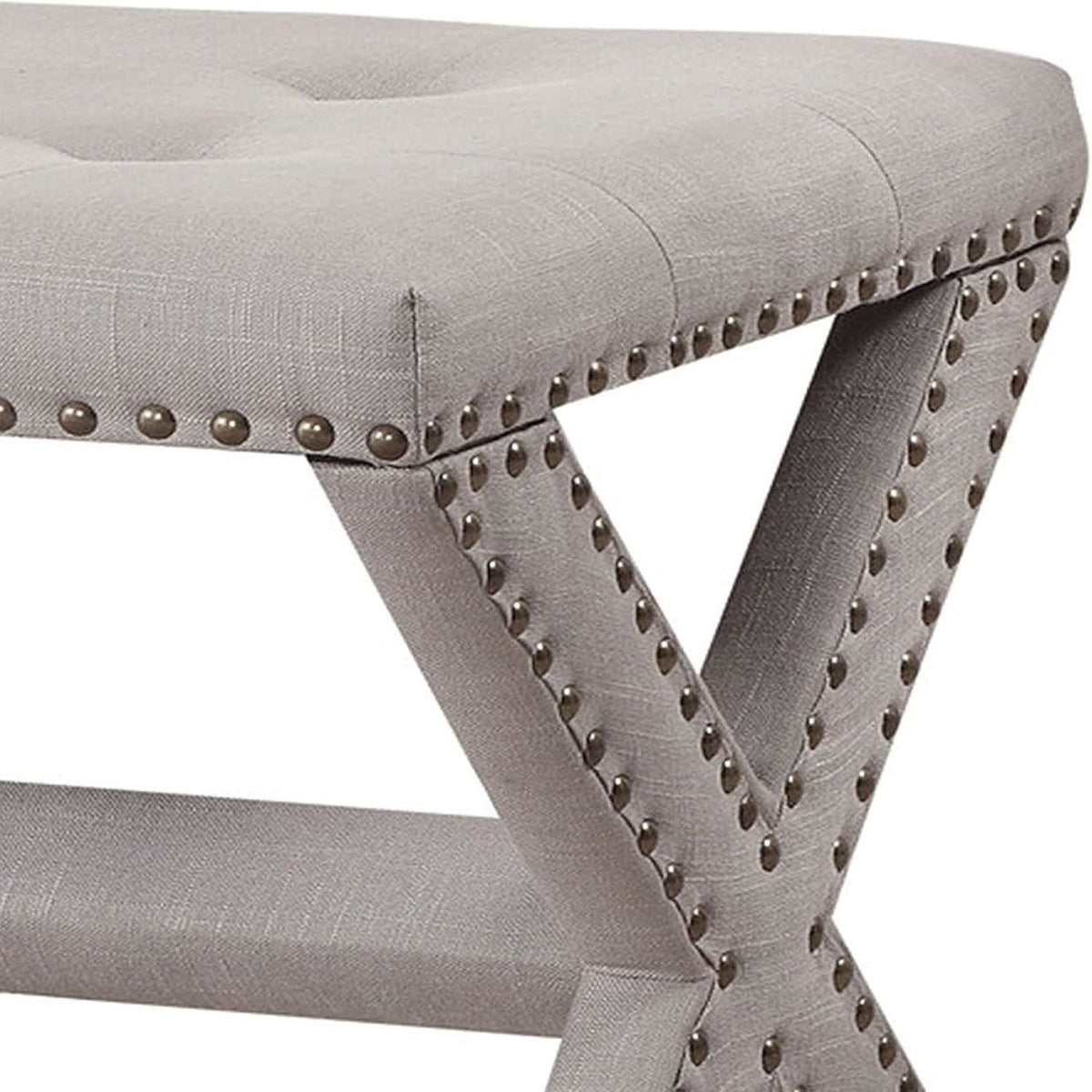 Upholstered Accent Bench With Nailhead Trim, photo 5 of 23