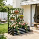 4x2x1FT Galvanized Raised Garden Bed with Arch Trellis