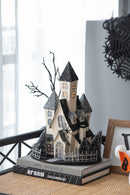 Cardboard Lighted Haunted House, Tabletop Holiday Halloween Decor, Battery Powered - Beige / Black by HouseOfZazla